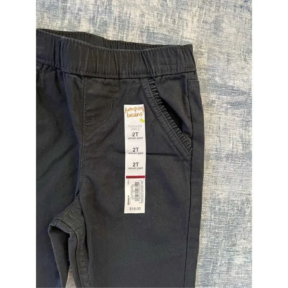 New! Jumping Beans Black Woven Ruffle Pocket Pant 2T